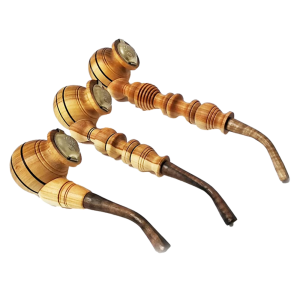 Wooden Tobacco Smoking Pipes – Long Carved Handmade Pipe (Set of 3 Sizes)