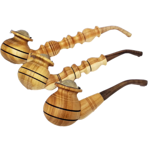Wooden Tobacco Smoking Pipes – Long Carved Handmade Pipe (Set of 3 Sizes)